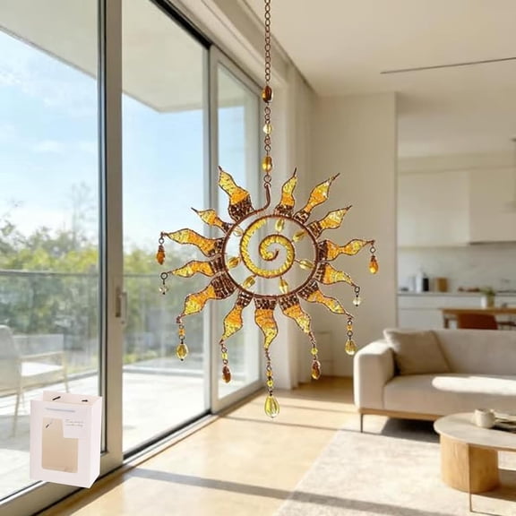 Handcrafted Crystal Suncatcher – Spiral Design Hanging Window Decor for Indoor Home and Outdoor Garden