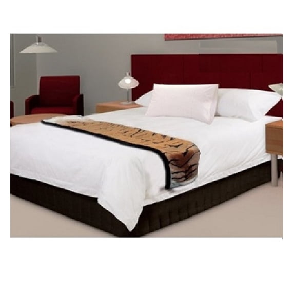 Handcrafted Cuddlers Tiger Print Cotton Bed Runners - 74.25" - Black and Brown - Set of 4