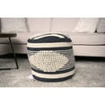 thumbnail image 1 of Handcrafted Cylindrical Pouf - Beige And Dark Grey Fabric Cover Wool & Cotton 16x16x16 250lb Capacity Spot Clean Only, 1 of 4