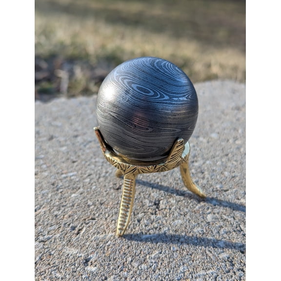 Handcrafted Damascus Steel Orb Sphere - Unique and Versatile Home Decor Piece