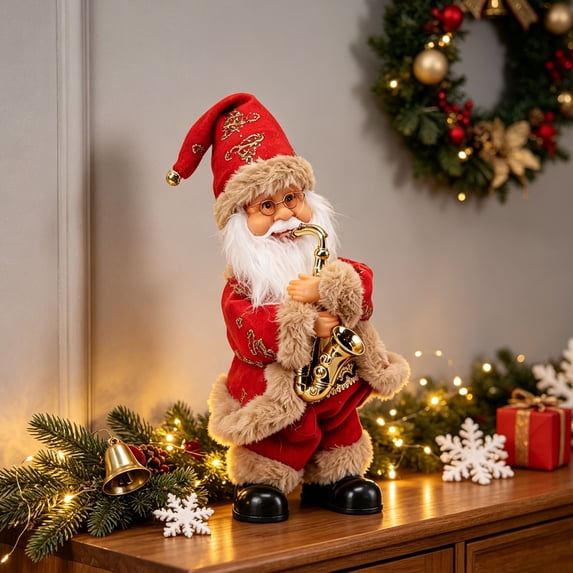 Handcrafted Dancing and Musical Santa Claus Figurine with Saxophone ...