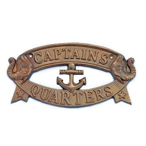Handcrafted Decor MC-2200-AN Antique Brass Captains Quarters Sign- 9 in.