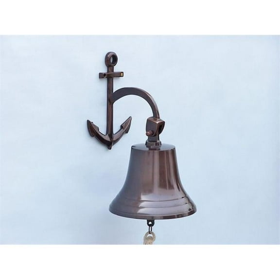 Handcrafted Decor BL-2018-3-AC Antique Copper Hanging Anchor Bell- 12 in.