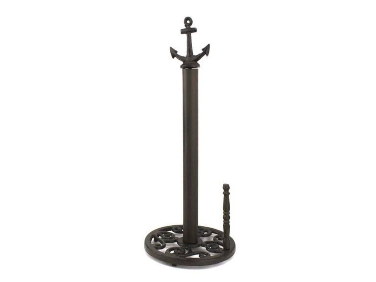 Nautical Dark Brown Cast Iron Anchor Paper Towel Holder