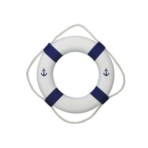 Handcrafted Decor New-Blue-Lifering-20-Anchor Classic White Decorative Anchor Lifering with Blue Bands, 20 in.