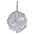 thumbnail image 1 of Handcrafted Decor  Clear Japanese Glass Ball Fishing Float with White Netting Decoration- 4 in., 1 of 7