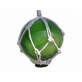 thumbnail image 1 of Handcrafted Decor 3 Green Glass - NEW Green Japanese Glass Ball Fishing Float with White Netting Decoration- 3 in., 1 of 7