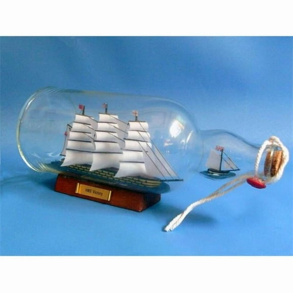 Handcrafted Decor Victory Bottle HMS Victory Model Ship in a Glass Bottle- 11 in.