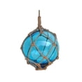 thumbnail image 1 of Handcrafted Decor 12 Light Blue Glass - Old Light Blue Japanese Glass Ball Fishing Float with Brown Netting Decoration- 12 in., 1 of 7