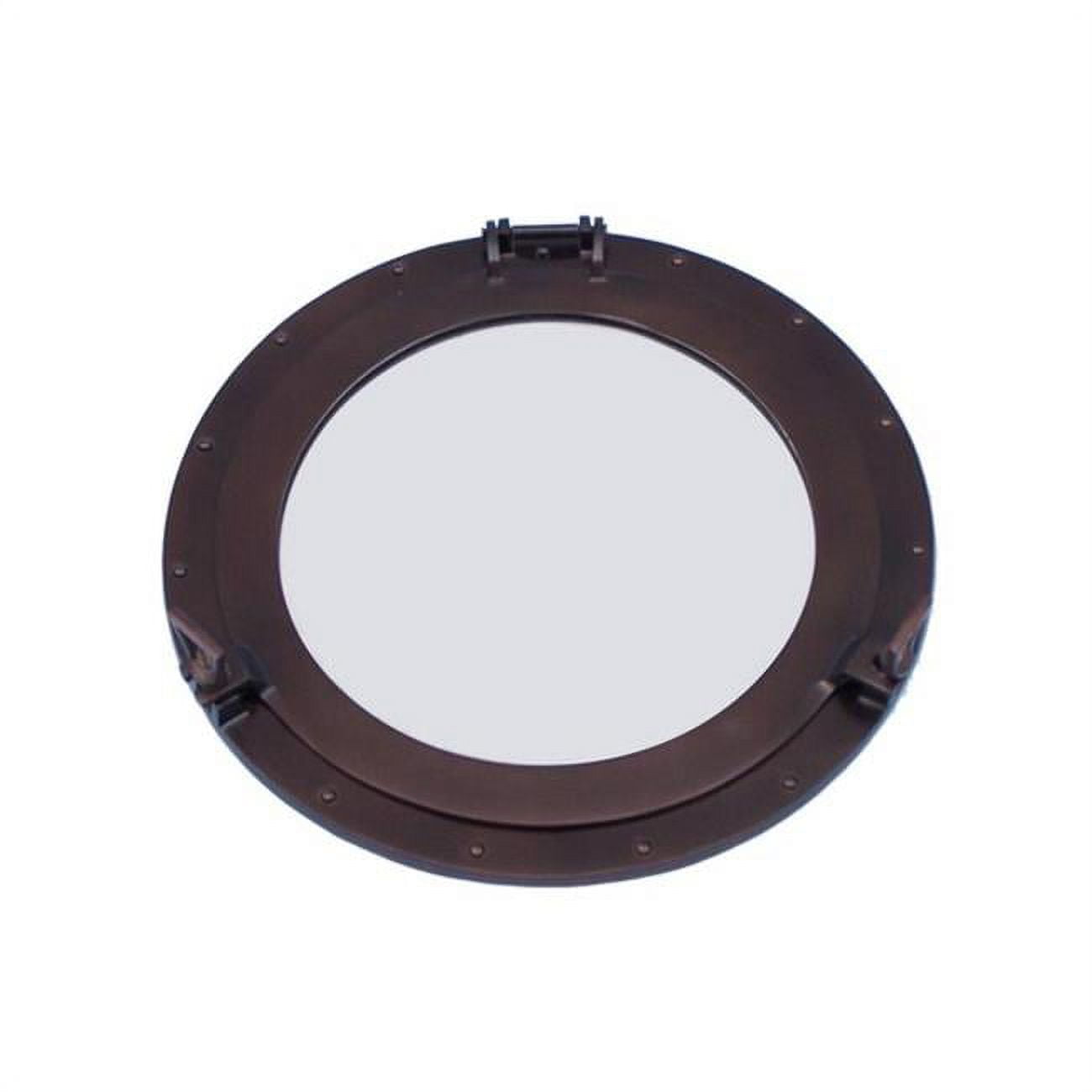Round Bronze Decorative Ship Porthole Mirror, 17"