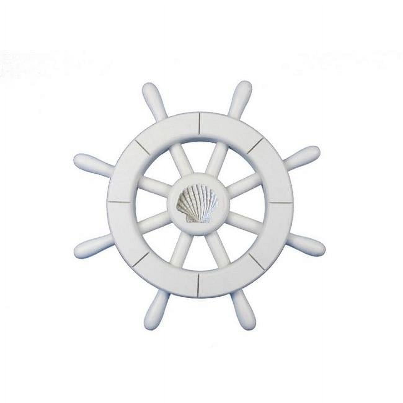 Handcrafted Decor New-White-SW-12-Seashell White Decorative Ship Wheel ...