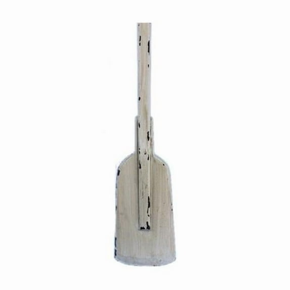 Handcrafted Decor Oar 50-523-503-Hooks Wooden Rustic Whitewashed Squared Decorative Rowing Boat Oar with Hooks- 50 in.