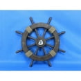 thumbnail image 1 of Handcrafted Decor Rustic-Wood-SW-Sailboat-18 Rustic Wood Finish Decorative Ship Wheel with Sailboat- 18 in., 1 of 2