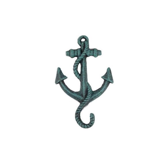 Handcrafted Decor K-652-seaworn Seaworn Blue Cast Iron Anchor Hook- 5 in.