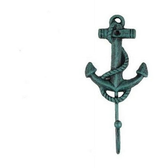 Handcrafted Decor K-665-seaworn Seaworn Blue Cast Iron Anchor Hook- 7 in.