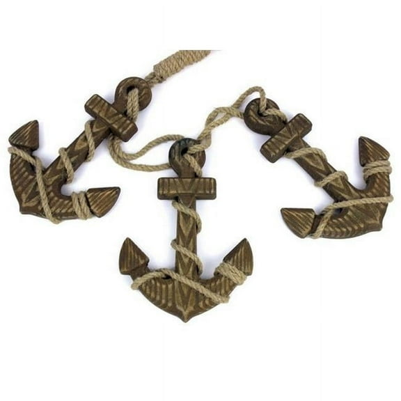 Handcrafted Decor Triple-Anchor-Wood Wooden Rustic Decorative Triple Anchor Set- 7 in.