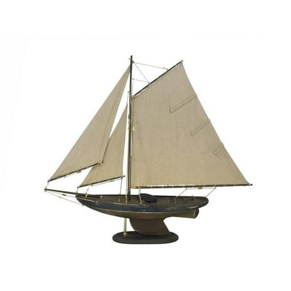 Handcrafted Decor R-Newport-Sloop-30 Wooden Rustic Newport Sloop Model Sailboat Decoration- 30 in.