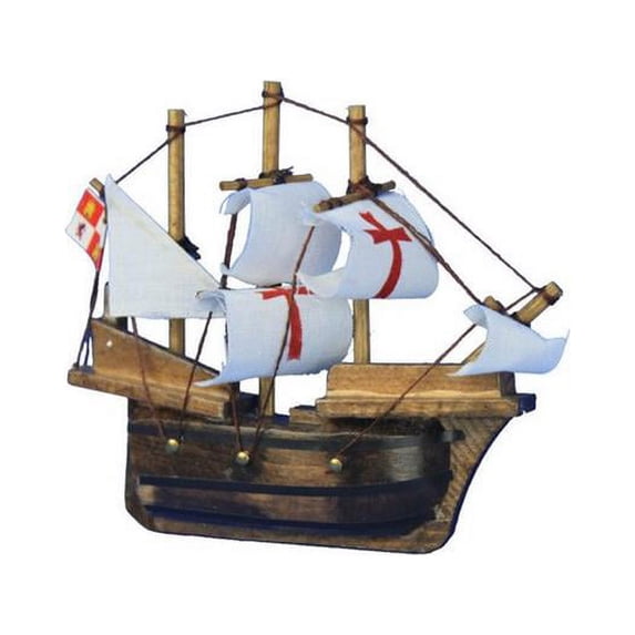 Handcrafted Decor Wooden Santa Maria Tall Model Ship Magnet- 4 in.