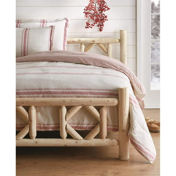 Handcrafted Diamond Pattern Wooden Queen Bed Frame with Unfinished Headboard