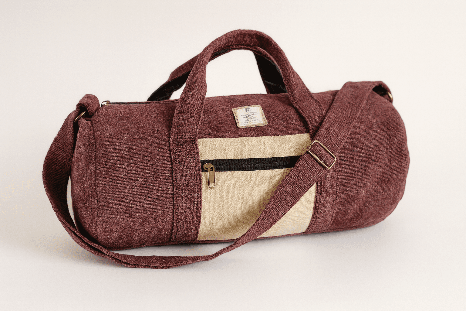 Handcrafted Duffle Bag perfect for travel, gym sessions, with metal zippers- Copper Rose