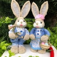 thumbnail image 1 of Handcrafted Easter Bunny Couple Figurine Home Decor, Standing Straw Rabbit Statues for Tabletop, Living Room, Garden & Spring Easter Holiday Gift Decoration, 1 of 5