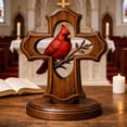 thumbnail image 1 of Handcrafted Easter Red Bird Cross Ornament - Resin Red Cardinal Cross Figurine, Festive Easter Religious Decor for Home, Garden & Tree Hanging Decoration, 1 of 6