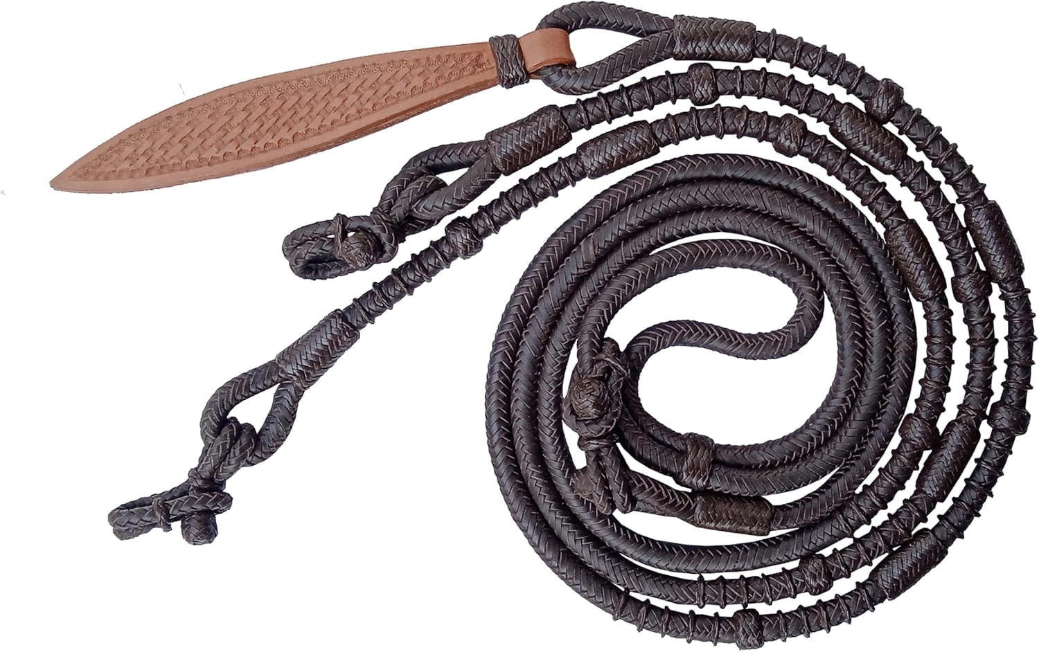 Handcrafted Elegance- Dark Brown Rawhide Rope Romal Reins with Leather ...