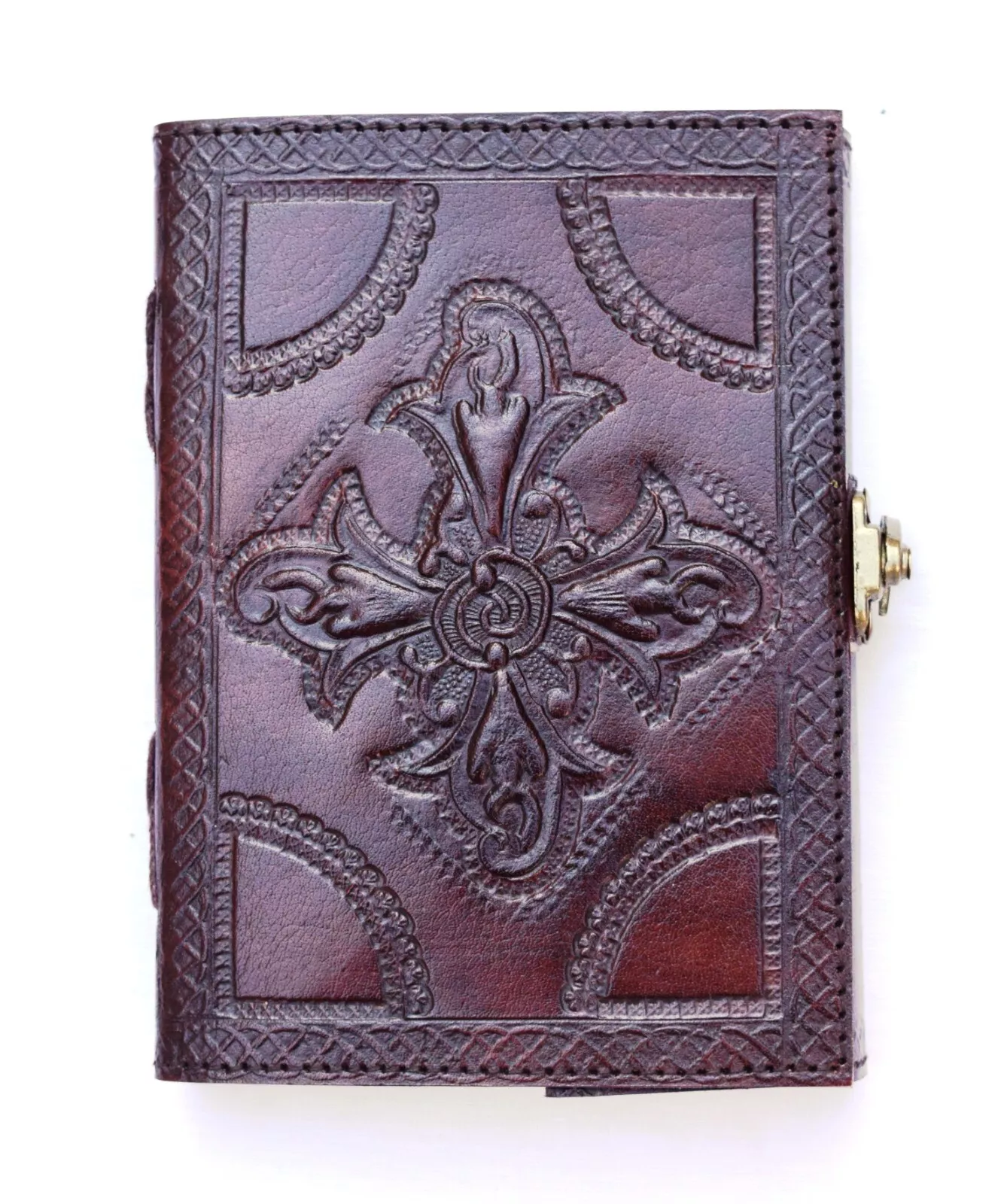 Handcrafted Embossed Design Vintage Leather Bound Journal Celtic Flower Spell Dream Diary Blank Notebook For Men & Women