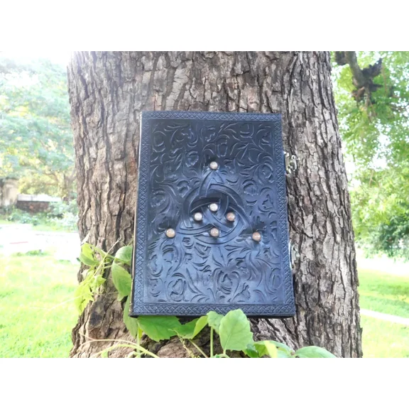 Handcrafted Embossed Design Vintage Leather Bound Journal Diary Celtic Trinity Knot Notebook For Men & Women Office Stationary Use