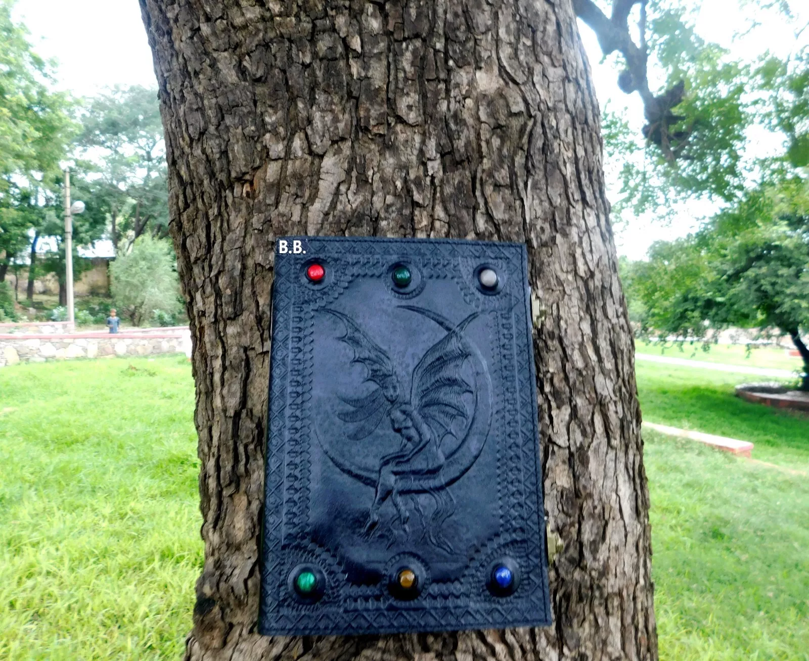 Handcrafted Embossed Design Vintage Leather Bound Journal Fairy Grimoire Book of Shadow Diary Blank Notebook For Men & Women