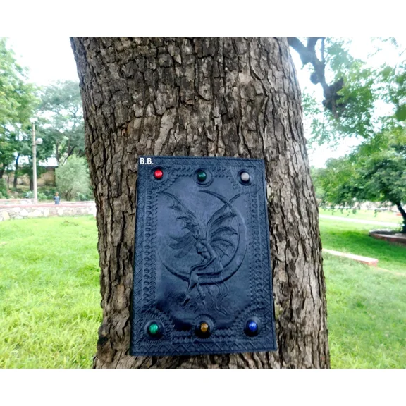 Handcrafted Embossed Design Vintage Leather Bound Journal Fairy Grimoire Book of Shadow Diary Blank Notebook For Men & Women