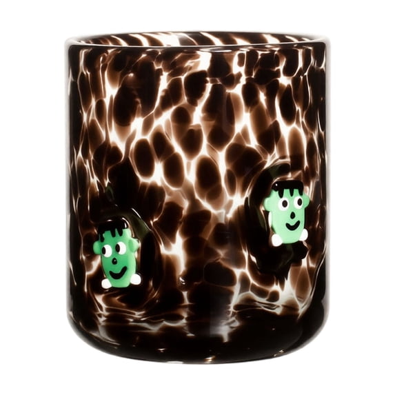 Handcrafted Embossed Glass Cup with Festive Ghost Motif for Halloween Party Decoration and Everyday Beverage Use