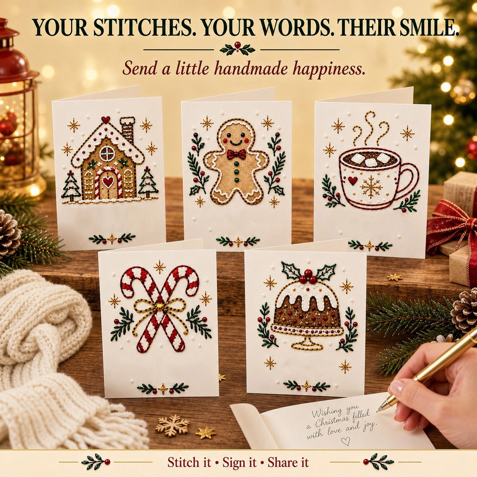 Handcrafted Embroidery Card Kit That Teaches Simple Stitches One at a ...