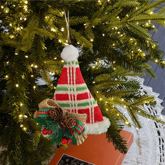 Handcrafted Fabric Christmas Tree Pendant - Soft Felt Ornament Wreath Garland Accent Fireplace Mantle Holiday Decor(Cap)