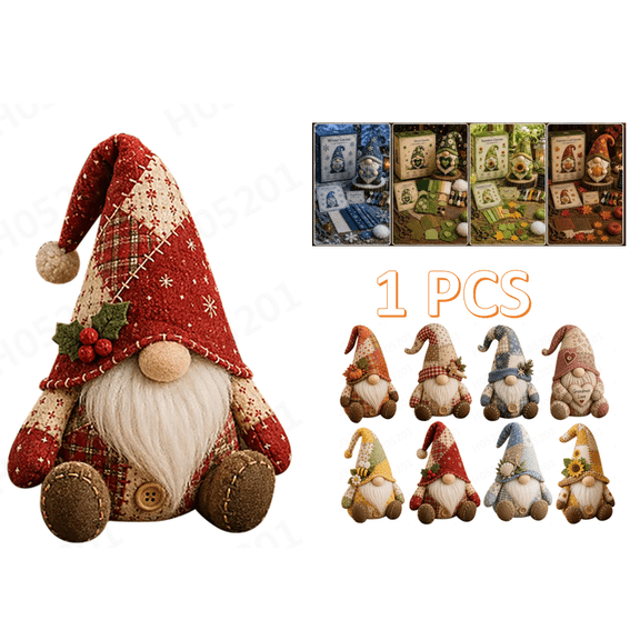 Handcrafted Felt Gnome Sewing Kit – Spring,Summer,Autumn,Winter Edition, Fun Felt Gnome Sewing Patchwork Kit, Fabric Full Supplies DIY Craft Set for Beginner Crafters, Home Decor Gift