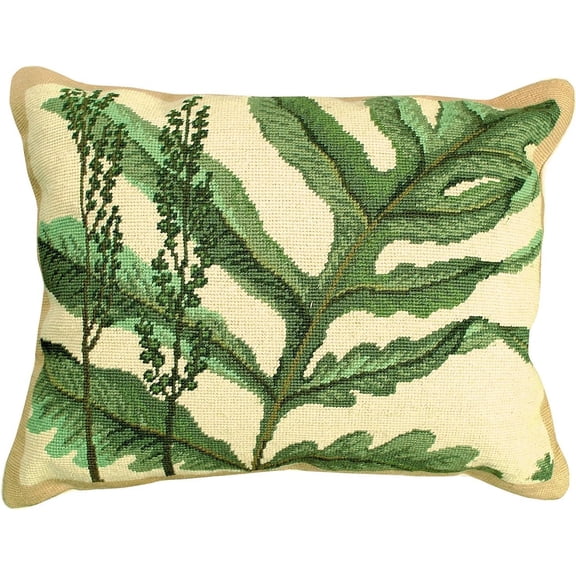 Handmade Fern Needlepoint Pillow-Vintage Style Decor