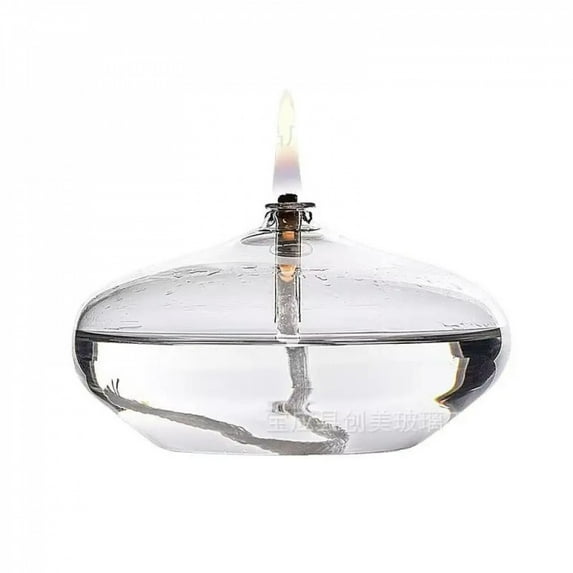 Handcrafted Flat Transparent Glass Candle Holder Oil Lamp,With a light core,Can be used as table candles,Christmas home decor at