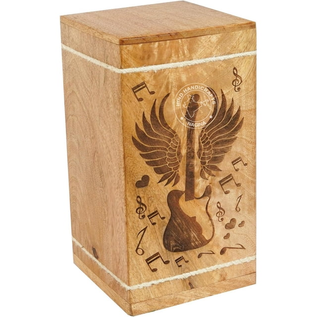 Handcrafted Floral Engraved Wooden Urns for Human Ashes Adult Large