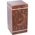 thumbnail image 1 of Handcrafted Floral Half Moon Wooden Urns for Human Ashes Adult Large - Butterfly Cremation Urn for Ashes - Burial Urn for Columbarium - Funeral Urn Box (250 LB - Rosewood, Crescent), 1 of 3