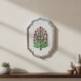 thumbnail image 1 of Handcrafted Floral Wall Art, Mirror Embellished Wooden Plaque, Traditional Indian Home Decor, 1 of 10