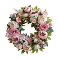 thumbnail image 1 of Handcrafted Floral Wreath with Pink Peonies and Roses Elegant 24-Inch Spring and Summer Door Decoration, 1 of 4