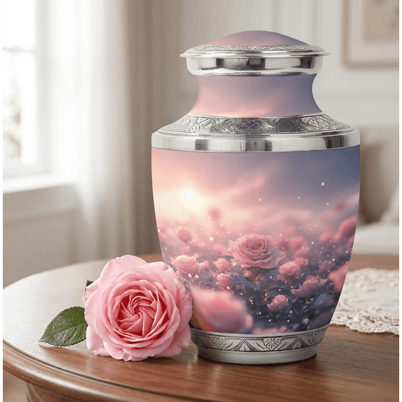 Handcrafted Flower Human Funeral Ashes Box Keepsakes Urn For Ashes Cremation Urn for Ashes Adults Urn Box For Ashes Multicolor Flower and Ceramic 10.5" x 6.5" x 6.5"