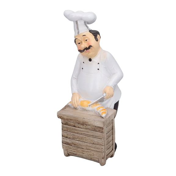 Handcrafted French Chef Statue Dining Table Decorative Resin Figurine Elegant Kitchen Baker holding Bread Sculpture Restaurant Welcome Ornament Home Decor Accents 9.1 inches