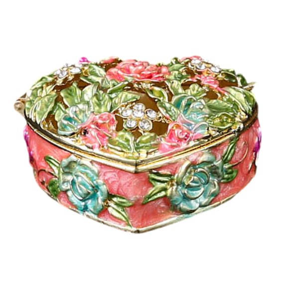 Handcrafted French Floral Jewelry Box, Alloy Elegant Storage Case For Necklaces Earrings Rings