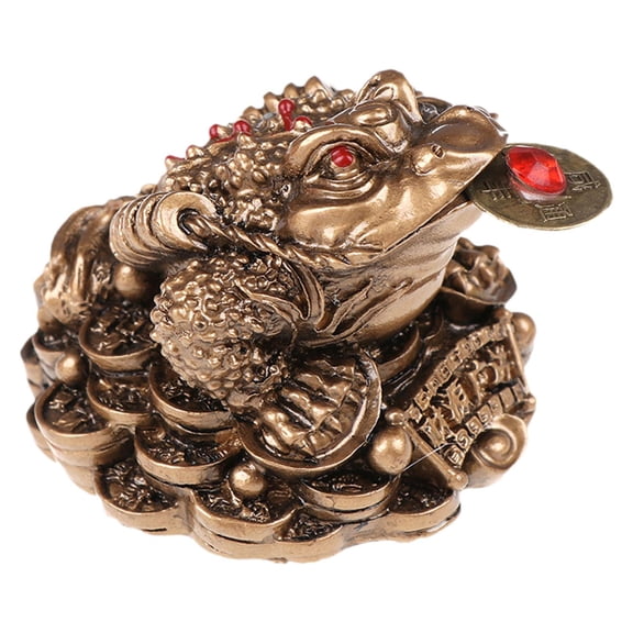Handcrafted Frog Figurine Three Legged Feng Shui Wealth Toad Resin Desk Decor for Creative Home Store