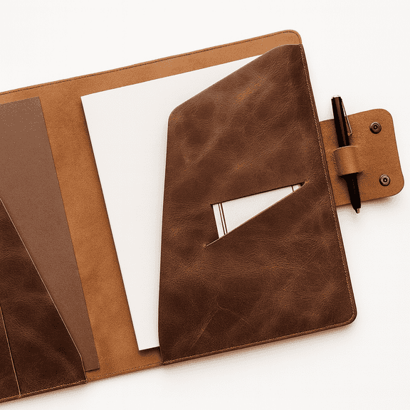 Handcrafted Full-Grain Leather A4 Organizer Flap Closure Document Holder