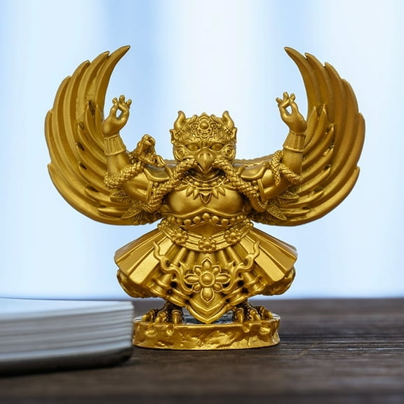 Handcrafted Garuda Statue Golden Brass 2.87in Strength & Vitality Perfect Gift for Meditation Space