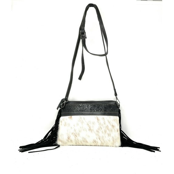 Handcrafted Genuine Leather Western Cowhide Womens Fringe Clutch Crossbody Bag in 3 Colors