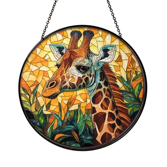 Handcrafted Giraffe Stained Glass Suncatcher, Safari Animal Window Hanging, Nature Gift
