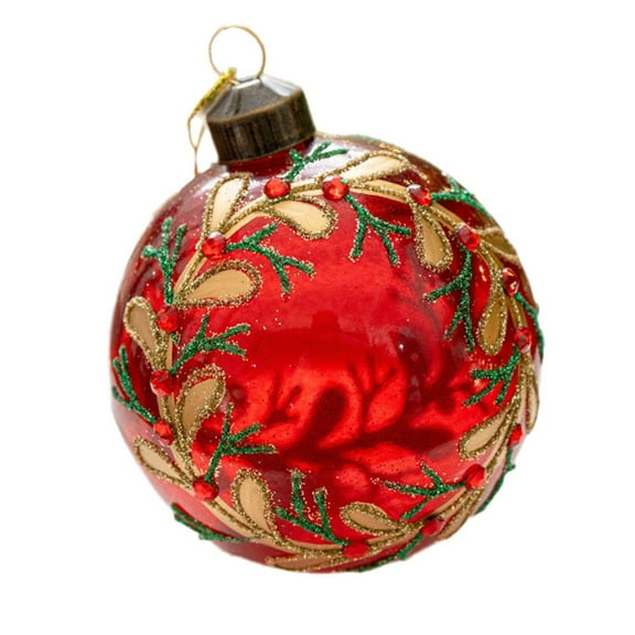Handcrafted Glass Christmas Ball Decoration, 8cm Diameter, Festive Holiday Ornament